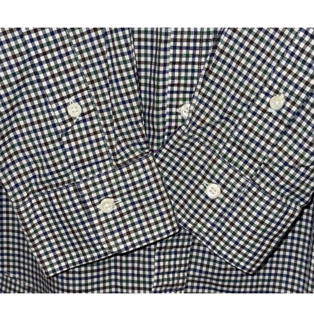 Polo Ralph Lauren Shirt Check Plaid Navy Green white Long Sleeve Pony Mens L - Picture 9 of 11